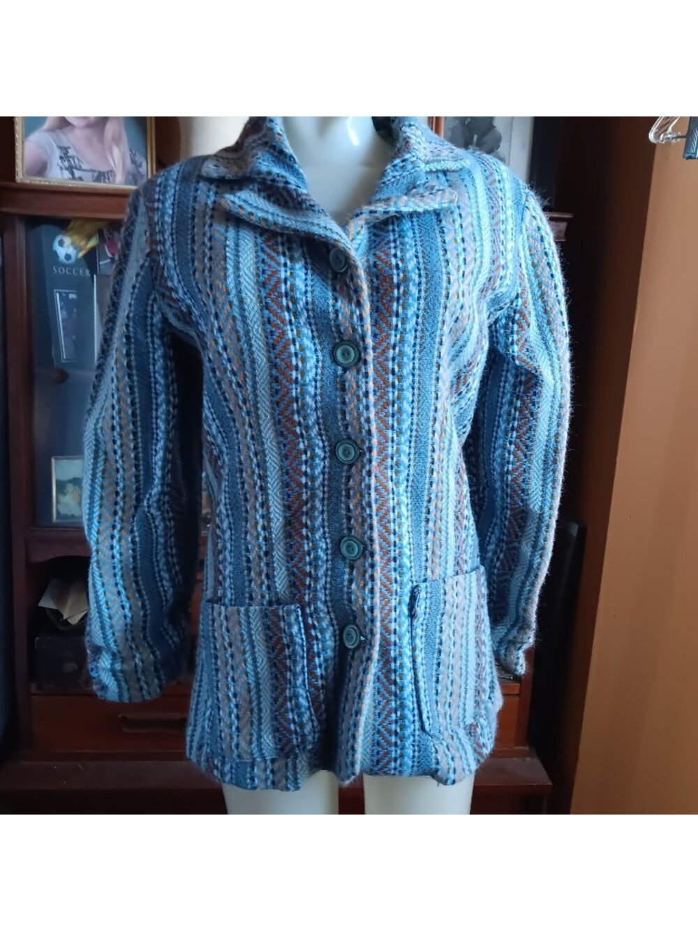 Knit Yarn True Vintage Small Jacket 1of1 Handmade 1970's Multicolor Blazer